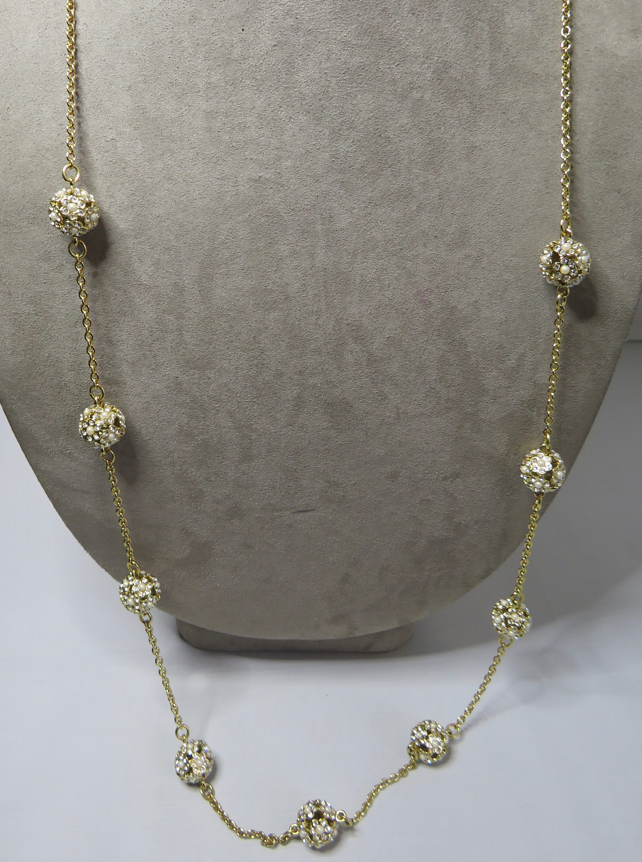 KATE SPADE Signed Rhinestone & Pearl Flower Ball Long Necklace - Etsy