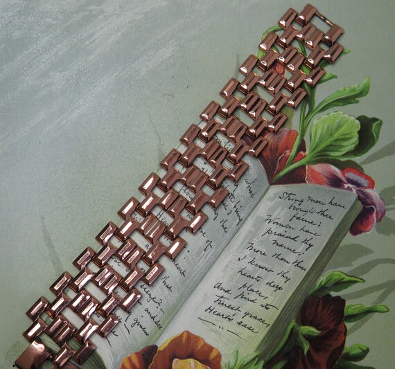 Solid Copper Basket Weave Link Bracelet TAN17 Gem