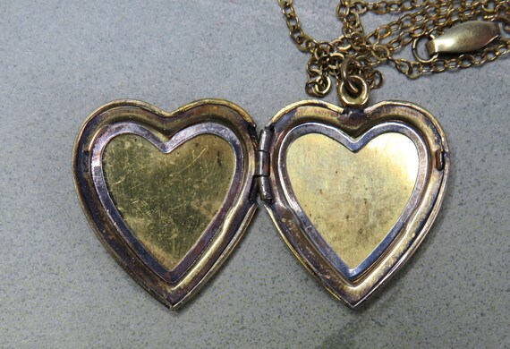 Gold Filled Etched Heart Locket or Charm on Chain… - image 3