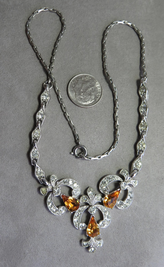 BOGOFF Signed Topaz Yellow & Clear Rhinestone Cho… - image 3