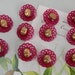 11 Matching Lacy Red Plastic Buttons w/ Tiny Gold Cameo Centers NDT29