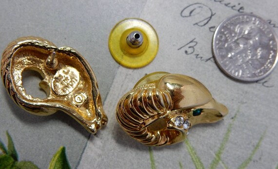 KJL for Avon Gold Ram's Head ARIES Pierced Earrin… - image 2