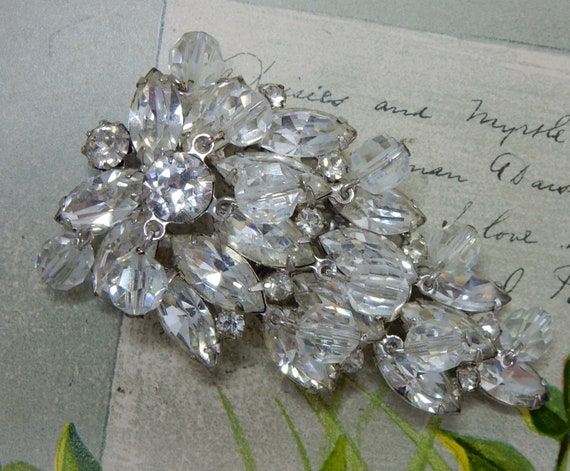 KRAMER Signed Clear Crystal and Rhinestone Silver… - image 4