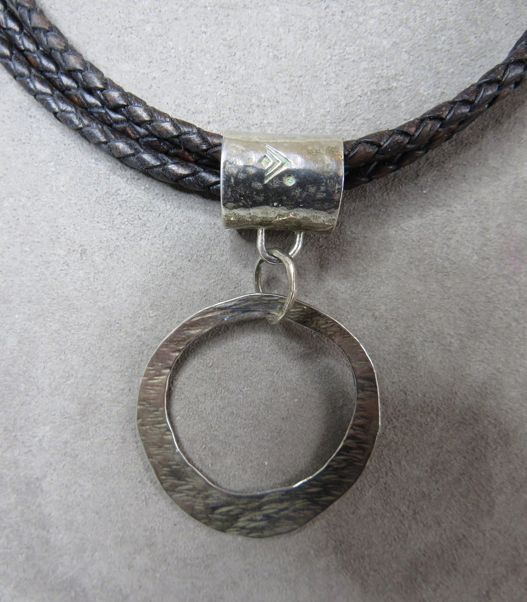 SILPADA Signed Sterling Sterling N1499 Hammered Pendant Necklace on Leather Cord TM26 Etsy
