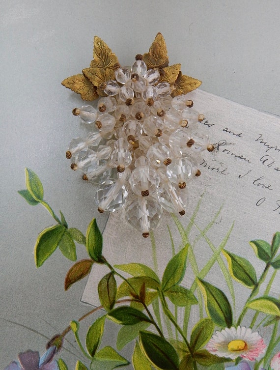 MIRIAM HASKELL Crystal Bead & Russian Gold Leaves