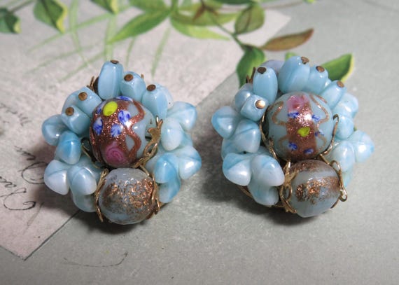 Miriam Haskell Style Blue Bead & Memory Wire Brac… - image 5