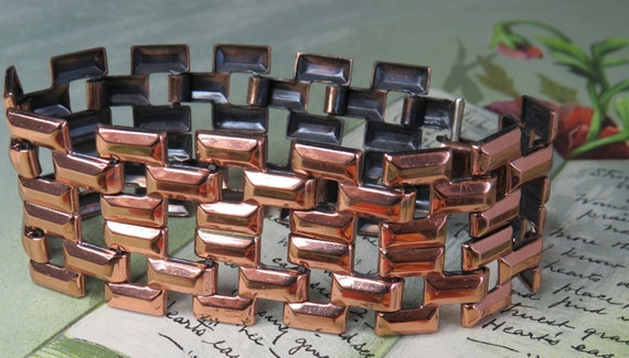 Solid Copper Basket Weave Link Bracelet    TAN17 - image 4