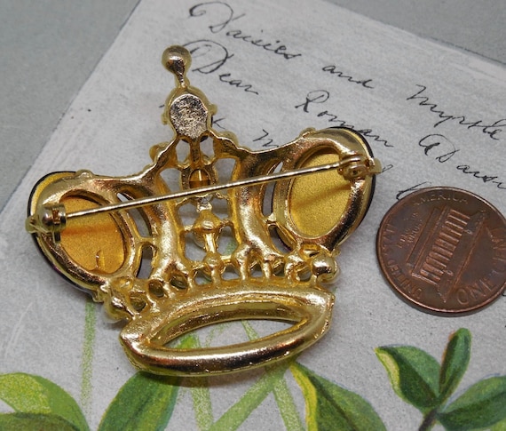Amethyst Cabochon Crown Brooch & Clip On Earring … - image 4