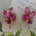 Pr. Signed EISENBERG ICE Pink Rhinestone Gold Clip On Earrings PS44