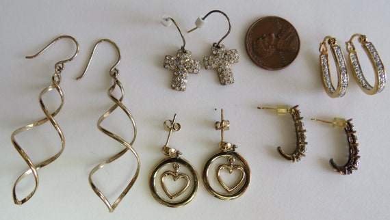 5 pr Sterling Silver Vermeil Earrings Destash Lot… - image 5