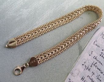 14k AURAFIN Signed Fine Yellow Gold Woven Link Bracelet 5 grams  ZG14