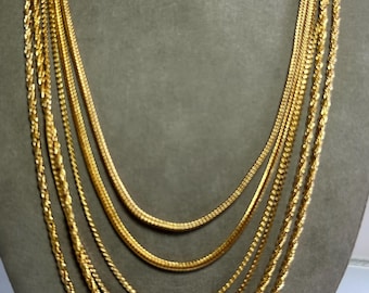 Henkel GROSSE Germany 1972 Gold Tone Multi Chain Necklace     ZJ26