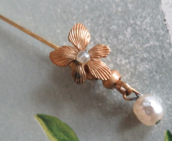 MIRIAM HASKELL Signed Gold, Pearl & Turquoise Sti… - image 3