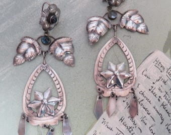 Artisan Made Sterling Silver Flower Dangle Earrings FEDERICO JIMENEZ   ZG36