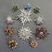 11 Vintage Snowflake Design Rhinestone Pin Brooch Lot PBF18