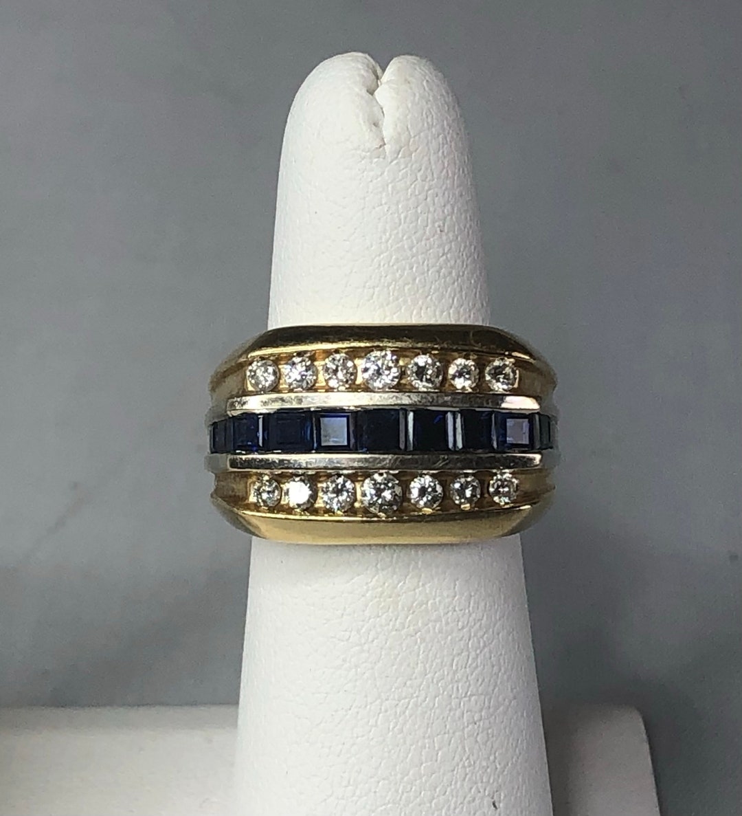 HELZBERG Signed HDS 14K Gold W Blue Sapphires Diamonds Art Deco RING Size 6.5 TA6 Etsy Canada