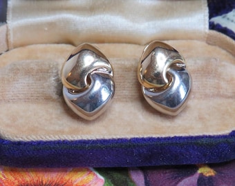 14k Two-Tone Gold Earrings 5 grams w/Omega Backs   ZAB37