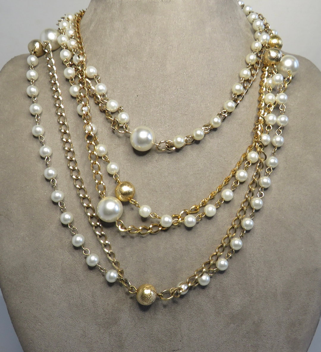 Long PARK LANE Signed PARKLANE Gold Chain & Pearls Necklace UA33 - Etsy