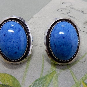 B. PIASO JR. Navajo Signed Sterling Silver & Blue Sodalite Post Earrings    QAB41