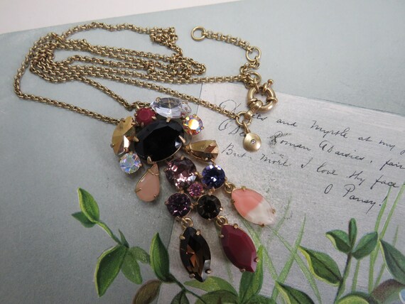 J.CREW Signed Colorful Crystal Pendant 