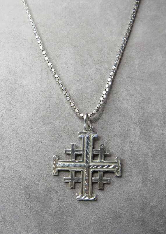 Sterling Silver Jerusalem Cross on 925 Chain   TBI