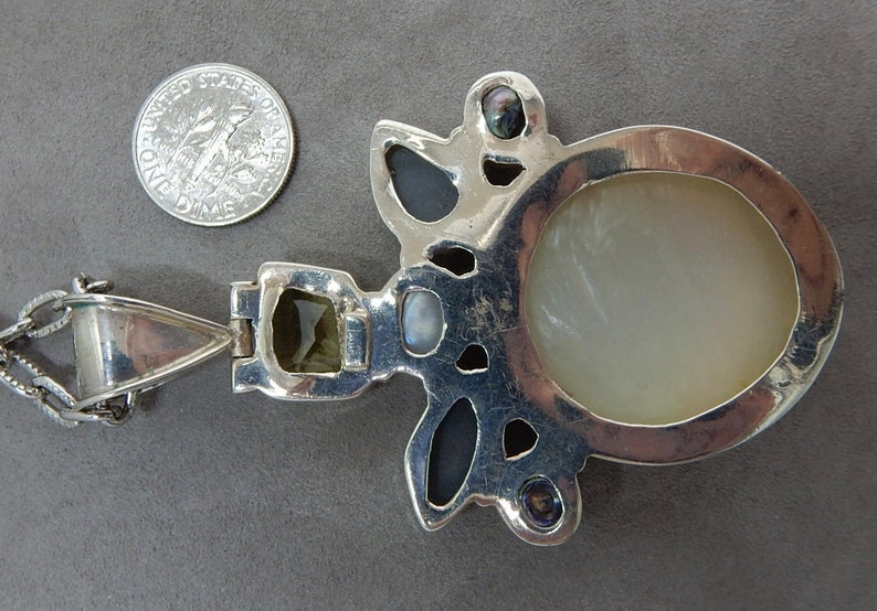 Sterling Silver /& Mobe Pearl Pendant wCitrine SJ5