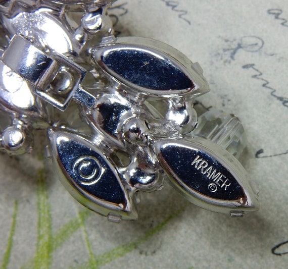 KRAMER Signed Clear Crystal and Rhinestone Silver… - image 3