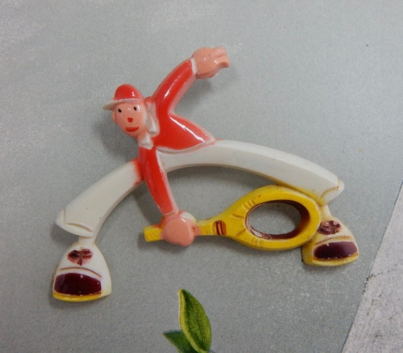 BEST 1940s Plastic Figural Tennis Player Novelty … - image 1