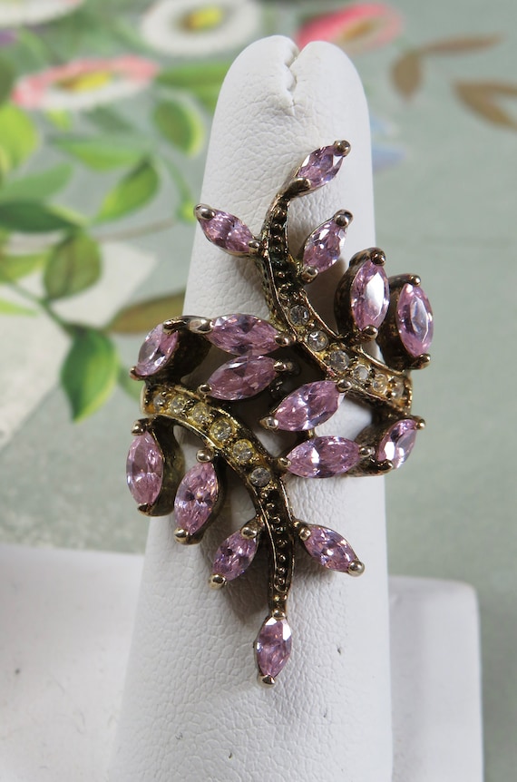 SETA Signed 925 PINK Cubic Zirconia Cocktail Ring Sz 7. TBO19 Etsy