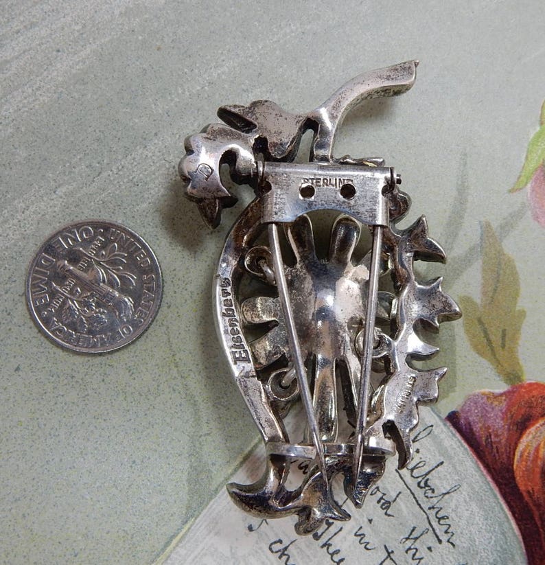 EISENBERG Signed Sterling Silver Leaf Fur Clip or Brooch OEL36