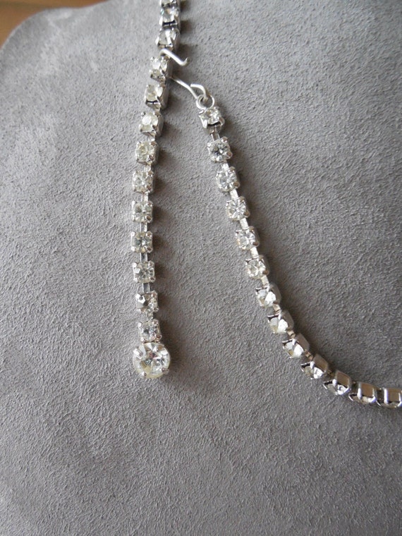 Vintage Bagette Rhinestone Bib Style Necklace & E… - image 4