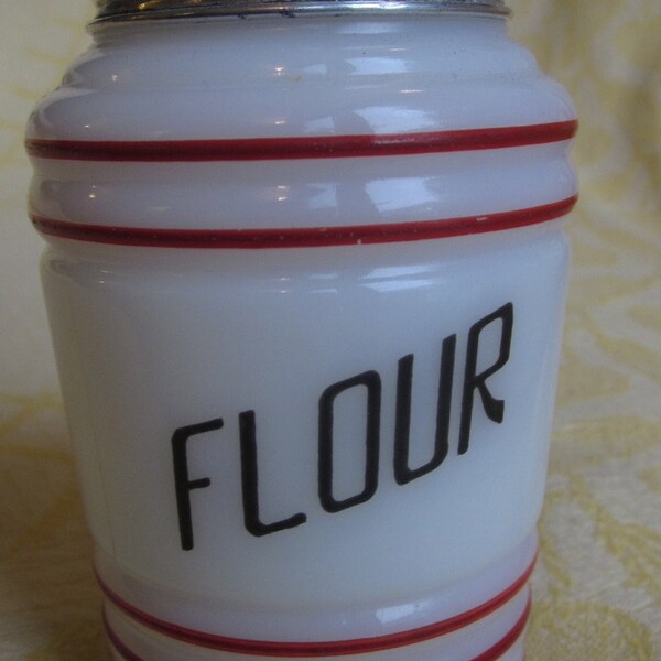 McKee Red & White Milkglass FLOUR Shaker