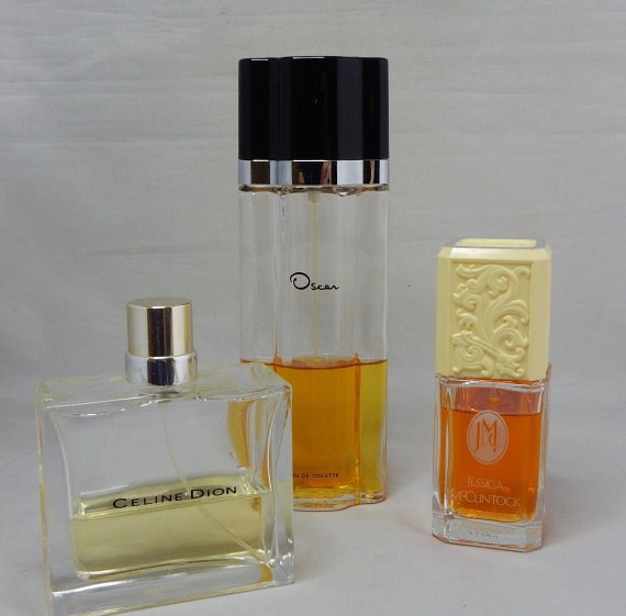 3 Pc Lot Vintage Perfume OSCAR De La Renta Celine Dion Jessica