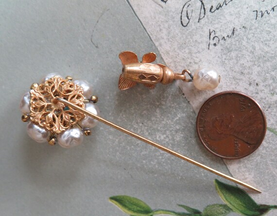 MIRIAM HASKELL Signed Gold, Pearl & Turquoise Sti… - image 4