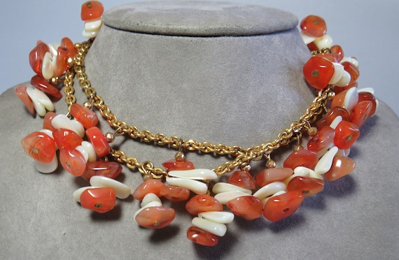 MIRIAM HASKELL Signed Mother of Pearl & Quartz Ch… - image 1