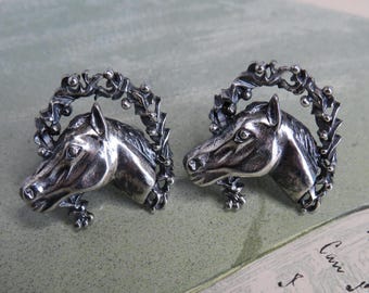 ANSON Signed Sterling Silver Cufflinks Horse Racing Good Luck
