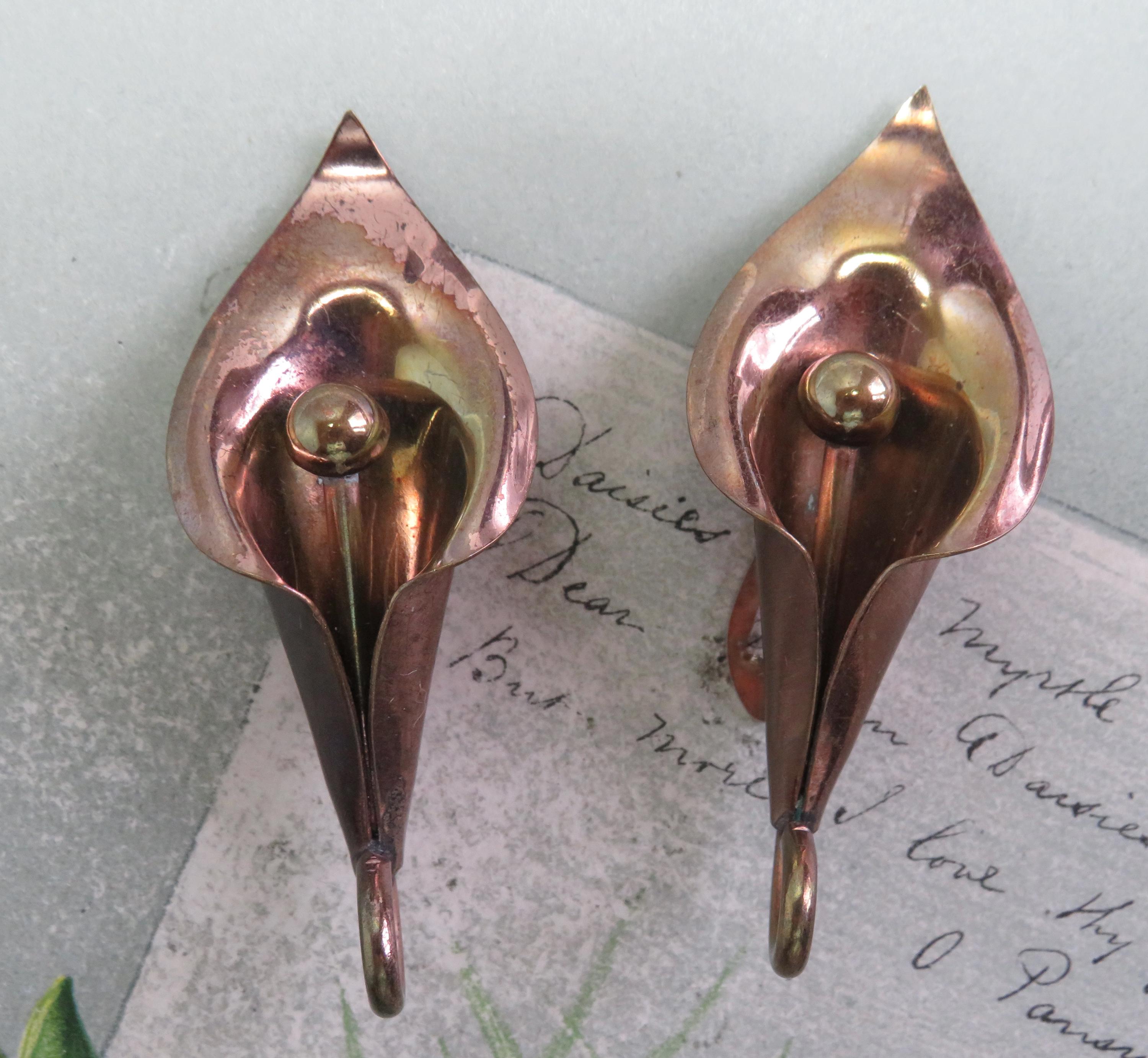 Vintage 90s‎ Reynold Mejer Leather Belt Copper Calla Lily Rhinestone Buckle 35\