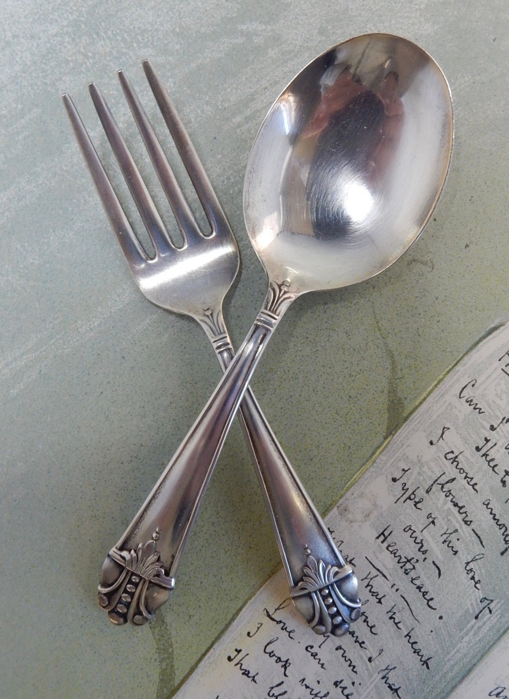 Sterling Silver Baby Spoon & Fork Set from AMCRAFT RAE4 Etsy