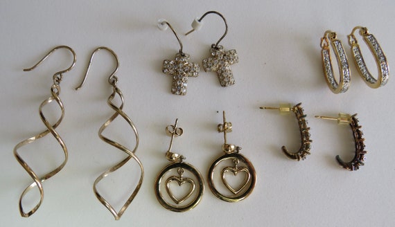 5 pr Sterling Silver Vermeil Earrings Destash Lot… - image 1