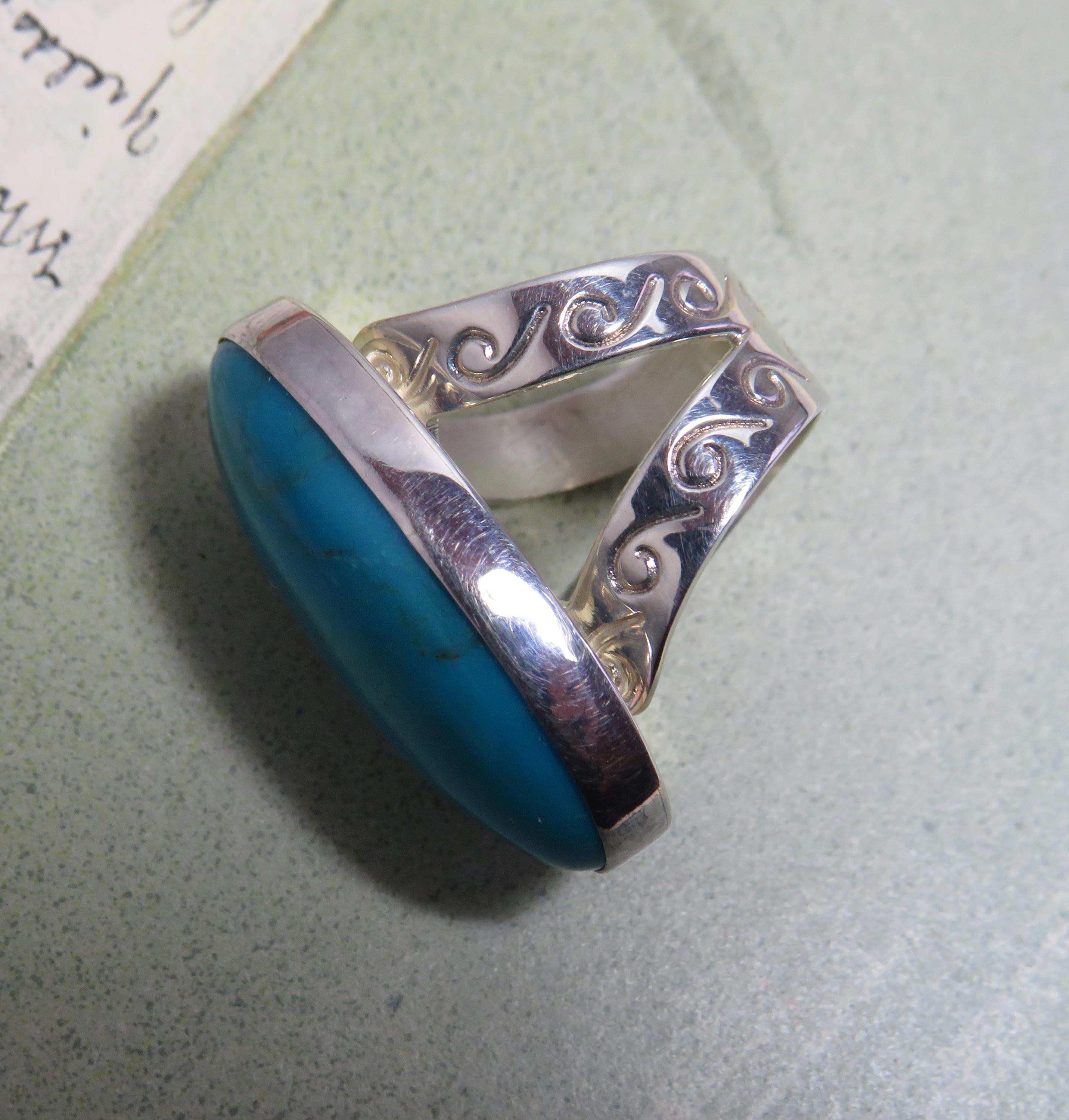 JAY KING DTR Sterling Silver & Sleeping Beauty Turquoise Ring Size 5.3 ...