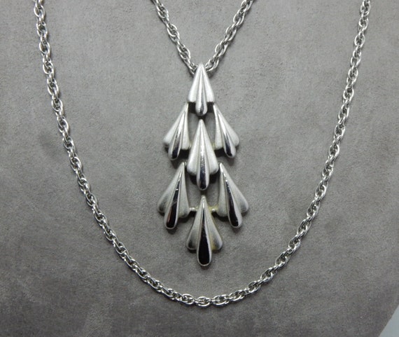 Retro CROWN TRIFARI Articulated Silver Leaf Penda… - image 1