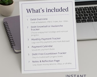 Debt Payoff Planner Printable, Debt Snowball and Avalanche Tracker, Monthly Payment Log, Budget Binder Insert, Financial goal organiser