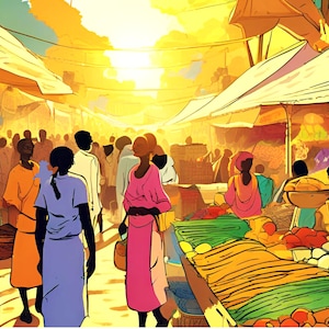 African Market Digital Download, Png File, Journal Paper, Backing Paper, Craft Projects, Africa, Zimbabwe
