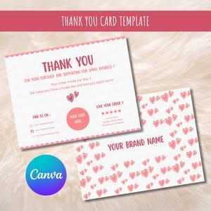 Modelo de cartão de agradecimento comercial EDITÁVEL Canva, cartão de embalagem, cartão de visita pequeno, moderno, para impressão, download instantâneo