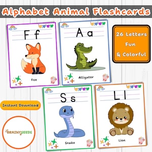 26 ABC Lernkarten, A-Z Karten, Lernkarten, Alphabet, Kinder Farben Alphabet, Montessori, digitaler Download