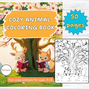 Cozy Animal Coloring Book for kids| Cute & Simple Coloring Pages | Bold and Easy | Coco Wyo Style for Ages 4-8 | coloring book digital Print