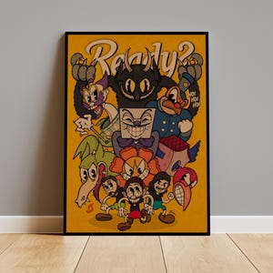 Cuphead Poster Print on Kraft Paper | Vintage Wall Art | Perfect for Home Decor, Cool Rooms & Unique Gifts