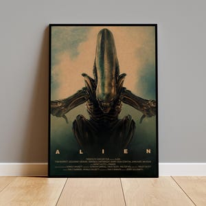 Alien Poster Print on Kraft Paper | Vintage Wall Art | Perfect for Home Decor, Cool Rooms & Unique Gifts