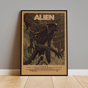 Alien Poster Print on Kraft Paper | Vintage Wall Art | Perfect for Home Decor, Cool Rooms & Unique Gifts
