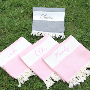 Presentes para despedida de solteira, lembrancinhas para chá de panela, toalhas turcas personalizadas, toalhas de praia tamanho 40 x 70", presentes de casamento personalizados para ela